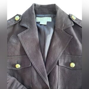 Michael Michael Kors Brown Military Utility Jacket Gold Buttons Size 4